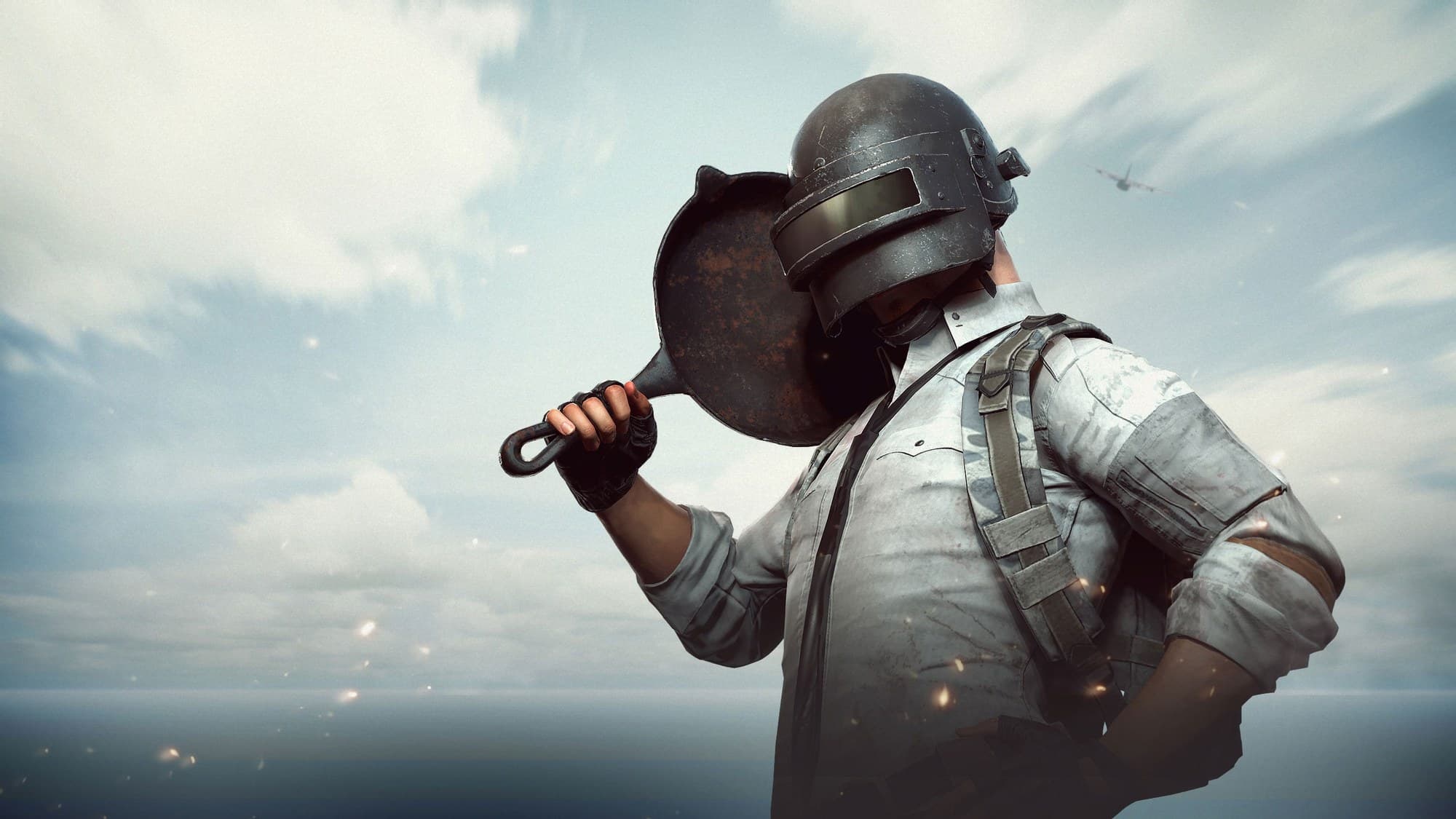 BGMI player in a Level 3 helmet holding the pan
